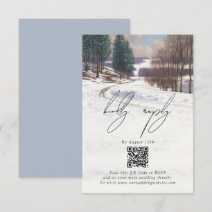 水彩冬の雪景色結婚の風景 エンクロージャーカード