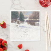 水彩冬の雪景色結婚の風景 スタンダードランチョンナプキン (インサイチュ)