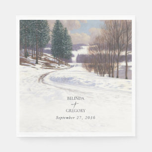 水彩冬の雪景色結婚の風景 スタンダードランチョンナプキン