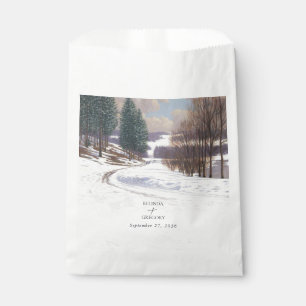 水彩冬の雪景色結婚の風景 フェイバーバッグ