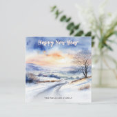 水彩冬の雪景色 おめでとうございます シーズンカード (スタンド正面)