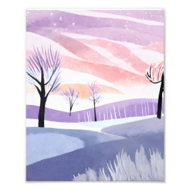 水彩冬の風景の写真の拡大 フォトプリント           