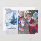 水彩冬の風景クリスマスフォトカード ポストカード (正面/裏面)