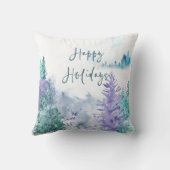 水彩冬の風景ハッピーホリデー クッション (裏面)