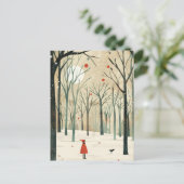 水彩冬の風景ミニマリスト新年 ポストカード (スタンド正面)