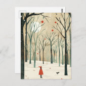 水彩冬の風景ミニマリスト新年 ポストカード (正面/裏面)