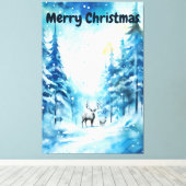 水彩冬の風景北極クリスマス キャンバスプリント (インサイチュ (ウッドフロア))