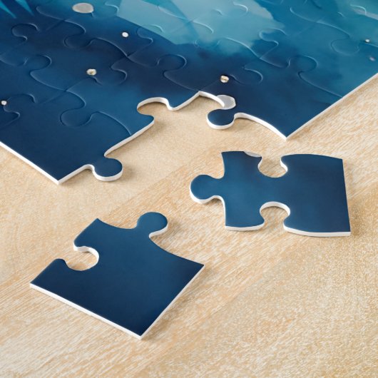 水彩冬の風景北極クリスマス ジグソーパズル (側面)