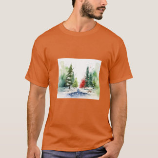 水彩冬の風景Vol.6 Tシャツデザイン Tシャツ