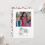 水彩冬の鳥クリスマスフォト カード (正面/裏面インサイチュ)