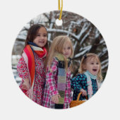 水彩冬の鳥ホリークリスマスフォトすてきページ セラミックオーナメント (正面)