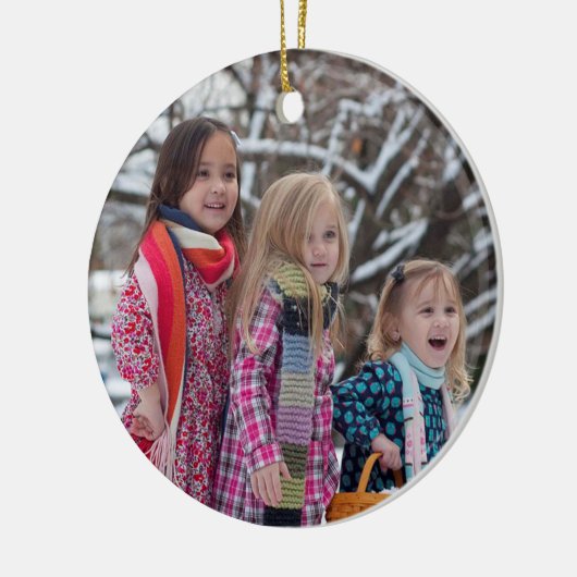 水彩冬の鳥ホリークリスマスフォトすてきページ セラミックオーナメント (左)