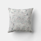 水彩冬の鹿シーンホワイトウィンターベリー クッション (裏面)