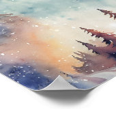 水彩冬アートの壁ポスター ポスター (角)