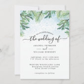 水彩冬エレガントの常緑タイポグラフィ 招待状 (正面)