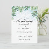 水彩冬エレガントの常緑タイポグラフィ 招待状 (スタンド正面)