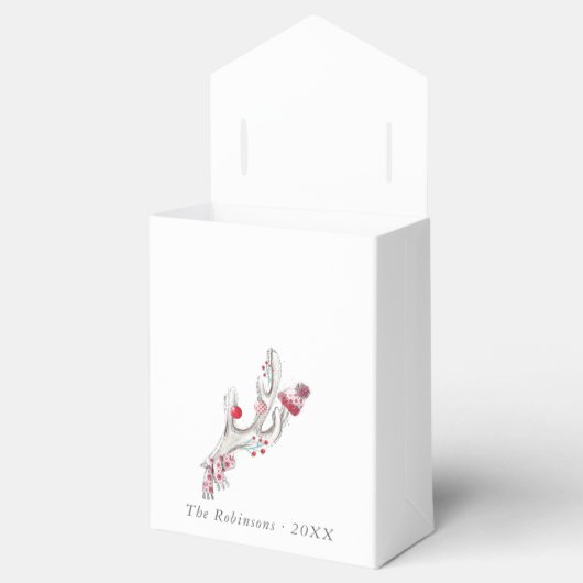 水彩冬キツネクリスマス フェイバーボックス (オープン)