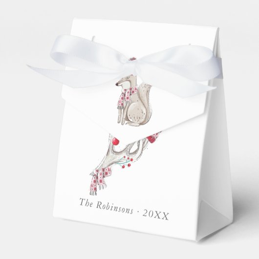 水彩冬キツネクリスマス フェイバーボックス (正面サイド)