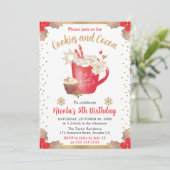 水彩冬クッキーとココア誕生日 招待状 (スタンド正面)