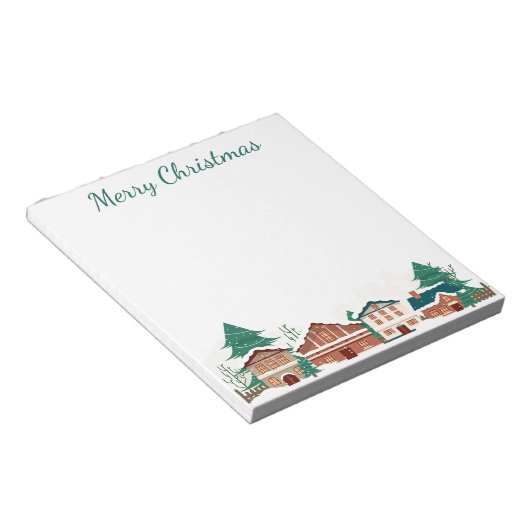 水彩冬クリスマスシティハウスメモ帳 ノートパッド (アングル)