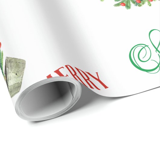 水彩冬クリスマスツリーメリークリスマス ラッピングペーパー (ロールコーナー)