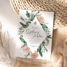 水彩冬クリスマスフレームウェディングパーティー 招待状