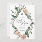 水彩冬クリスマスフレームウェディングパーティー 招待状 (正面)