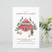 水彩冬コテージクリスマスパーティー招待状 (スタンド正面)