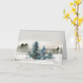 水彩冬シーンクリスマスカード カード (黄色い花)