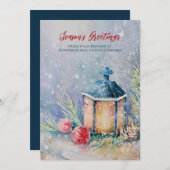 水彩冬シーンホリデーズカンパニービジネス シーズンカード (正面/裏面)