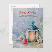 水彩冬シーンホリデーズカンパニービジネス シーズンポストカード (正面/裏面)