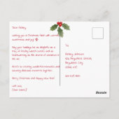 水彩冬シーンメリークリスマスタイポグラフィ ポストカード (裏面)