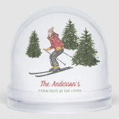 水彩冬スキー女性カスタムファミリー名 (正面)