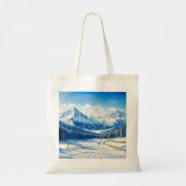 水彩冬スポーツ背景雪カバー トートバッグ (正面)