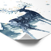 水彩冬トナカイのシーンポスター ポスター (角)