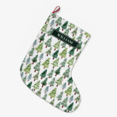 水彩冬パーソナライズされた林  ラージクリスマスストッキング (正面 (吊り時))