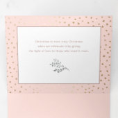 水彩冬フローラオン赤面ピンク写真 三つ折りクリスマスカード (内部最初)