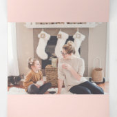 水彩冬フローラオン赤面ピンク写真 三つ折りクリスマスカード (内部中)