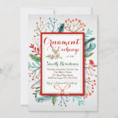 水彩冬フローラオーナメント交換 招待状 (正面)