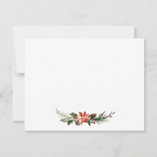 水彩冬フローラパーソナライズされた金ゴールド ノートカード (裏面)