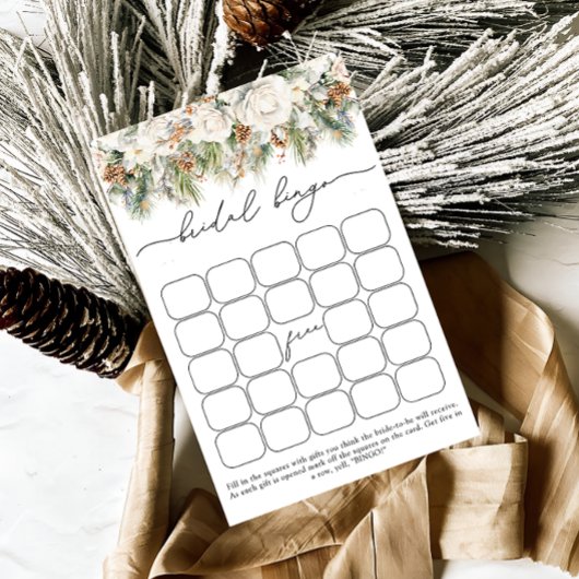 水彩冬フローラブライダルシャワービンゴゲーム