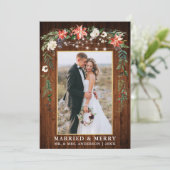 水彩冬フローラ木材金ゴールドメリー シーズンカード (スタンド正面)