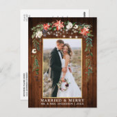 水彩冬フローラ木材金ゴールドメリー ポストカード (正面/裏面)