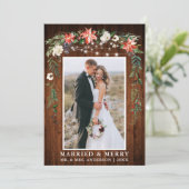 水彩冬フローラ結婚した木材メリーと シーズンカード (スタンド正面)