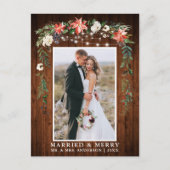 水彩冬フローラ結婚した木材メリーと ポストカード
