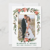 水彩冬フローラ結婚した緑メリーと シーズンカード (正面)