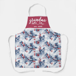 水彩冬ブルーベリーグランマエストクリスマス エプロン