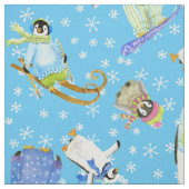 水彩冬ペンギン雪片スノーボード ファブリック (見本)