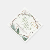 水彩冬リースmrとmrs script 結婚's スタンダードカクテルナプキン (角)