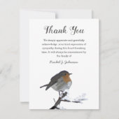 水彩冬ロビンバード |葬儀 サンキューカード (正面)